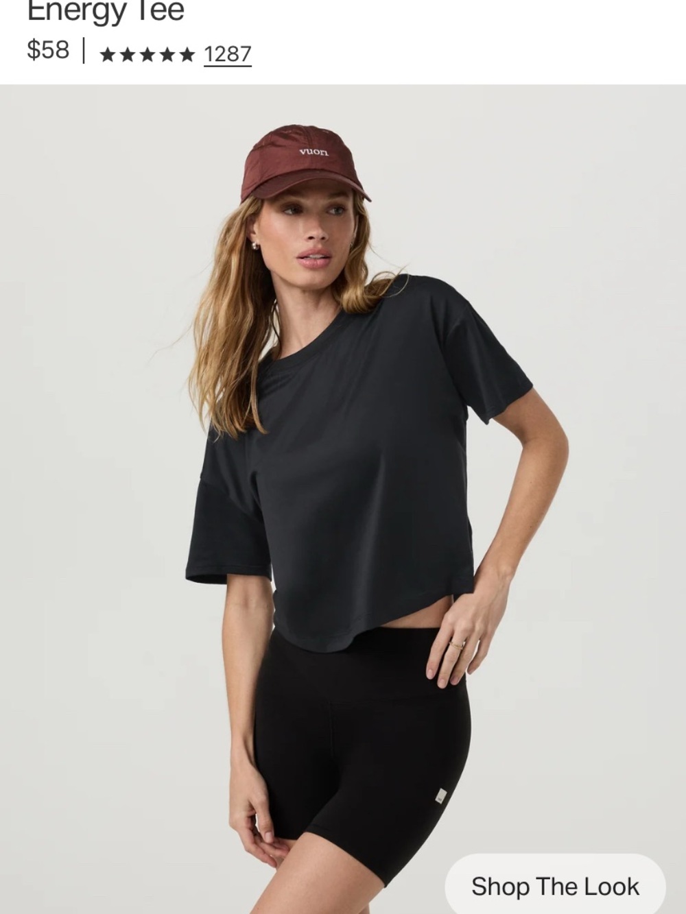 Vuori NWT Energy Tee - Black Women’s Crop Tee Large NWT New